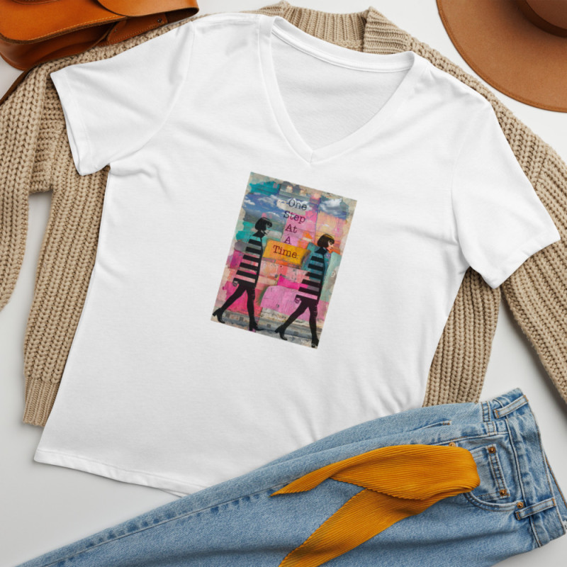 One Step at a Time - Women’s relaxed v-neck t-shirt One Step at a Time - Women’s relaxed v-neck t-shirt