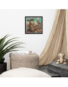 Girl Walking Dog - framed Print