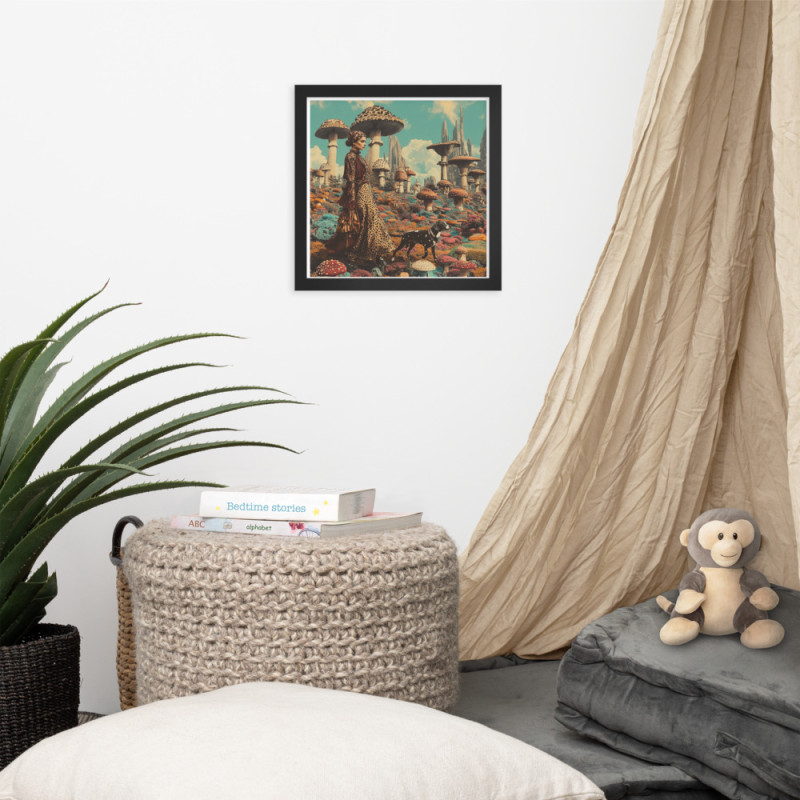 Girl Walking Dog - framed Print Girl Walking Dog - framed Print